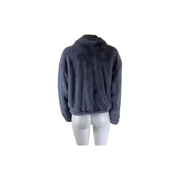 Anthropologie Siz M Bristol Faux Fur Jacket Blue Polyester Full Zip Soft Feel BI - Picture 5 of 10